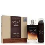 Ameer Al Oudh by Lattafa Gift Set -- 3.4 oz Eau De Parfum Spray + 1.7 oz Perfumed Spray (Men)
