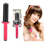 17 Teeth Round Comb Hair Brush Styler for Curly Hair, Portable Anti Slip Curling Wand