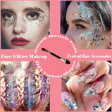 Body Face Chunky Glitter Gel: Pink White Silver Face Sparkles Glitter Gel Makeup