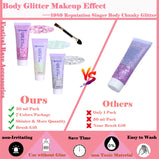 Body Face Chunky Glitter Gel: Pink White Silver Face Sparkles Glitter Gel Makeup