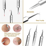 Professional Facial Blackhead Remover Tweezers, Extractor Acne Removal Kit Pimple Popper Tool