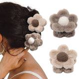 Flower Claw Clips, 2 PCs Fluffy Flower Hair Clips for Women