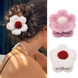 Flower Claw Clips, 2 PCs Fluffy Flower Hair Clips for Women