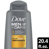 Dove Men+Care SportCare Men's 3-in-1 Shampoo Conditioner & Body Wash, 20.4 fl oz