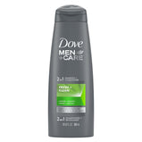 Dove Men+Care Fresh Clean 2-in-1 Shampoo and Conditioner with Caffeine and Menthol, 12 fl oz