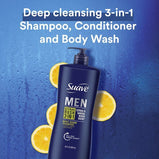 Suave Men Citrus Rush 3-in-1 Shampoo Conditioner Body Wash;  28 oz