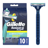 Gillette Sensor2 Plus Pivoting Head Men's Disposable Razors, Blue, 10 Count