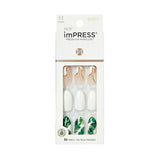 KISS imPRESS Medium Almond Gel Press-On Nails, Glossy Light White, 30 Pieces