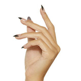 KISS Voguish Fantasy Medium Almond Fake Nails, Glossy Dark Black, 'Magnifique', 28 Ct
