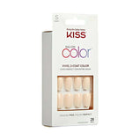 KISS Salon Color Short Square Fake Nails, Glossy Solid White, 28 Count
