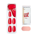 KISS imPRESS Color Long-Lasting Medium Coffin Press-On Nails, Solid Red, 30 Pieces