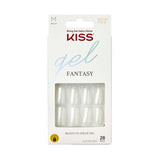 KISS Gel Fantasy Sculpted Medium Square Glue-On Nails, Glossy Light White, 'Glazed', 28 Ct