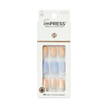 Kiss Impress Long-lasting Short Square Gel Press-on Nails, Matte Medium Blue, 30 Pieces