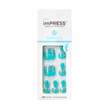 KISS imPRESS Press-On Gel Toenails, Glossy Sparkly Green, 24 Pieces