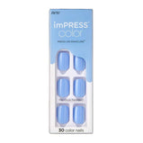 Kiss Impress Color Press-on Manicure, Baby Why so Blue, Short