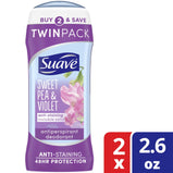 Suave Sweet Pea Antiperspirant Deodorant, 2.6 oz, Twin Pack