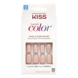 KISS Salon Color Solid Color Fake Nails, White, Short Square, 'Landslide', 31 Ct.