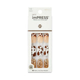 Kiss Impress Medium Coffin Gel Press-on Nails, Matte Medium Brown , 30 Pieces