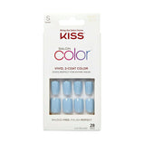 Kiss Salon Color Short Square Fake Nails, Glossy Solid Blue, 28 Count