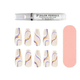 Salon Perfect Artificial Nails, 128 Liquid Gold Purple Swirl, File & Glue Included, 30 Nails