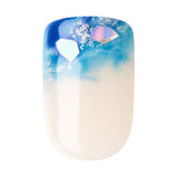 KISS imPRESS Long-Lasting Short Square Gel Press-On Nails Glossy Blue & White 30 Pieces