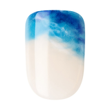 KISS imPRESS Long-Lasting Short Square Gel Press-On Nails Glossy Blue & White 30 Pieces