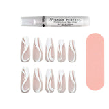 Salon Perfect Artificial Nails, 155 Modern French White Swirl, File & Glue Included, 30 Nails