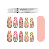 Salon Perfect Artificial Nails, 115 Modern Nostalgia Pink Checkers, File & Glue Included, 30 Nails