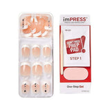 KISS imPRESS Press-on Manicure, French Tip, Short, Square, 'Falling', 33 Ct