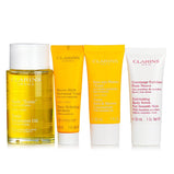 CLARINS - SPA At Home Set: Body Oil 100ml+Shower Concentrate 30ml+Baume Huile Oil Balm 30ml+Body Scrub 30ml+1 Bag 80100879 / 180712 4pcs+1bag