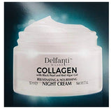 Delfanti-Milano o COLLAGEN REJUVENATING AND NOURISHING Night Cream o Face and Neck Moisturizer with BLACK PEARL and RED ALGAE GELo Made in Italy