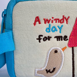 [A Windy Day For Me] Embroidered Applique Pouch Bag / Cosmetic Bag / Carrying Case (4.9*3.7*2.4)