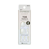 KISS imPRESS Press-On Gel Toenails, Glossy Solid White, 24 Pieces
