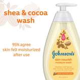 Johnson's Skin Nourish Moisture Tear Free Soap and Body Wash, Shea and Cocoa Butter Shower Gel, 20.3 oz