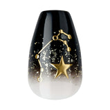 KISS Voguish Fantasy 'Hush Rush' Fake Nails, Black, Short Length, Almond Shaped, 31 Ct.