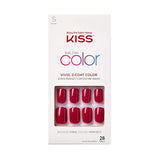 KISS Salon Color Fake Nails, Red, Short Square, 'No Direction', 31 Ct.