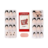 KISS imPRESS 'For the Night' Press-On Nails, Black Tip, Medium Length, Coffin Shape, 33 Ct.