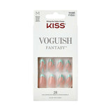 KISS Voguish Fantasy Medium Almond Glue-On Summer Nails, Green, 28 Pieces