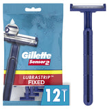 Gillette Sensor2 Fixed Head Men's Disposable Razors;  12 Count