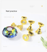 1set Nail Practice Holder Tool; Magnetic Training Display Stand With Crystal