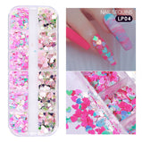 1Box Nail Art Decoration Love Designe Nail Sequins Symphony Laser Sparkle Small Red Heart Nails Ultra-thin Peach Heart Patch Jewelry