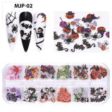 1 box of popular Christmas and Halloween three-dimensional nail art sticker ornaments;  flower and butterfly design nail art ornaments