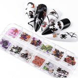1 box of popular Christmas and Halloween three-dimensional nail art sticker ornaments;  flower and butterfly design nail art ornaments