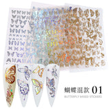12pcs a bag New Nail Art Butterfly Sticker Bronzing 3D Colorful Butterfly Sticker Hollow Cute Full Sticker Nail Decoration Waterproof Sticker