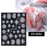 1 piece New nail stickers ins stereo 5D embossed Christmas snowflake French adhesive nail stickers