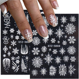 1 piece New nail stickers ins stereo 5D embossed Christmas snowflake French adhesive nail stickers