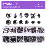 1 Box Different Shape Nail Stones 3D DIY Nail Art Crystal  Diamond Decoration Rhinestone