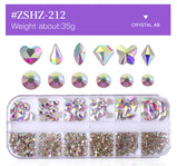 1 Box Different Shape Nail Stones 3D DIY Nail Art Crystal  Diamond Decoration Rhinestone