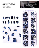 1Box High Quality 3D Flat Back Luminous AB Crystal Stone Mixed Size Charm Nail Art Rhinestone Design