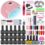 LNWPYH Nail Set UV LED Lamp Dryer With 18/12 pcs Nail Gel Polish Kit Soak Off Manicure Tools Set electric Nail drill Nail Tools